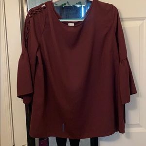 Burgundy blouse with braids on side